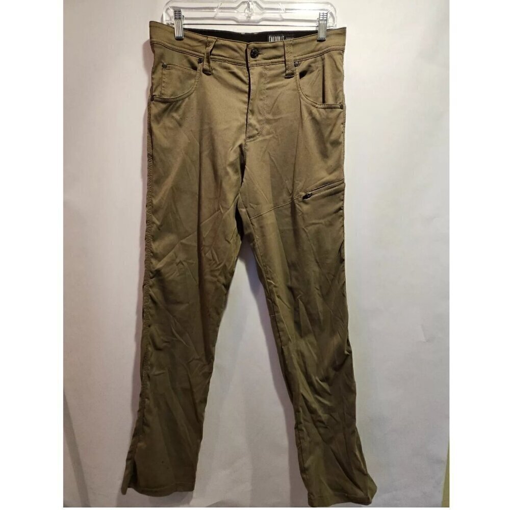 Caliville Flat Front Chinos Stretch Twill Pants Men's 30x32 Green